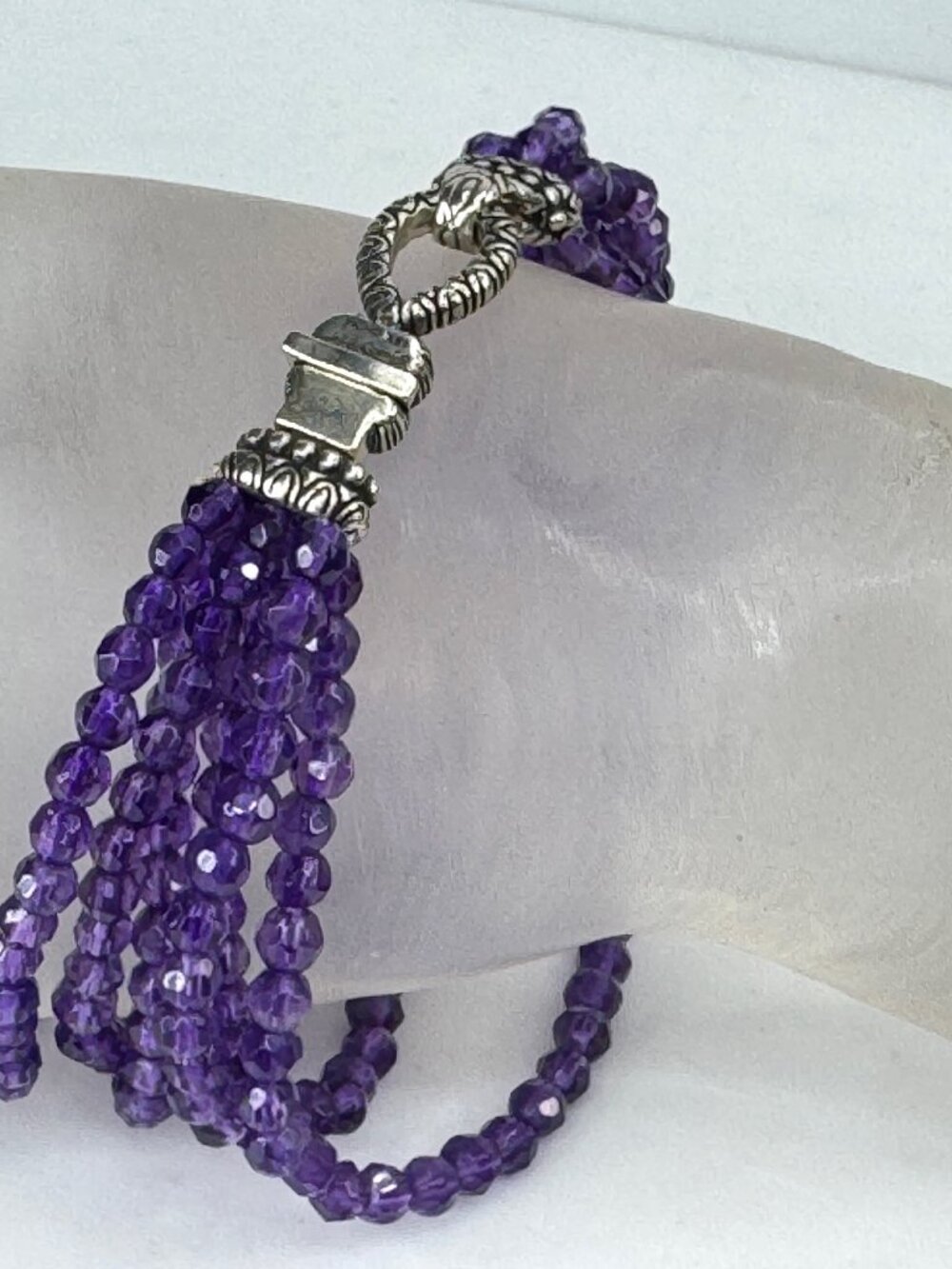 Barbara Bixby 18K Sterling Silver 6-Strand Amethyst Bead Bracelet 8" 29.1gJR2090